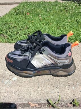 Japan Brand CADB Women's Black and Gray Sneakers with Orange Accents